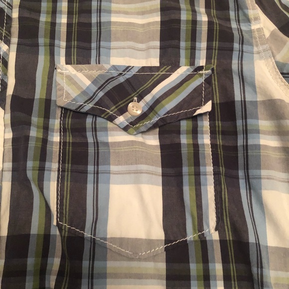 H&M L.O.G.G. Fitted Plaid Long Sleeve Button Down Shirt blue green white size XL - Picture 3 of 6